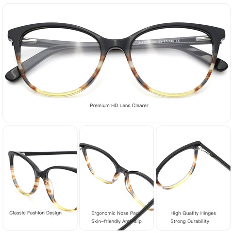 Zenottic Ensoleile fashion square acetate glasses, black to yellow gradient.