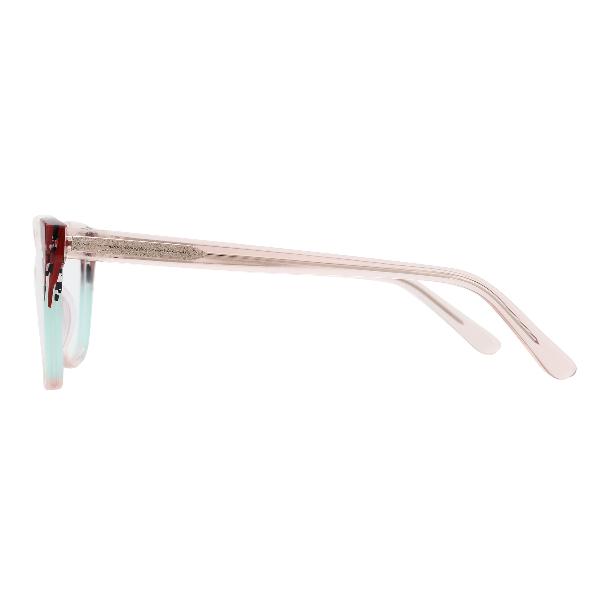 ZENOTTIC Iceberg unique square acetate eyeglasses: pink, mint green, red abstract.