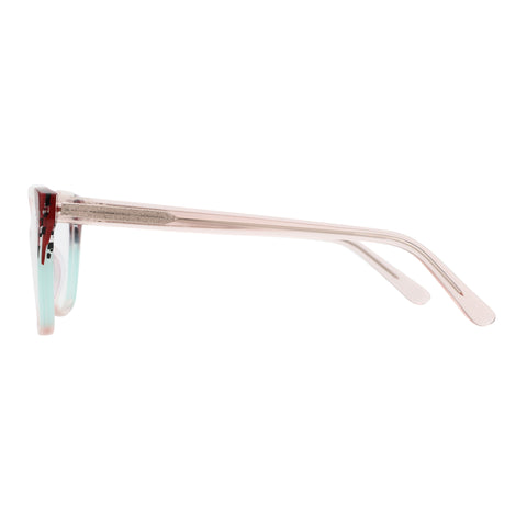 ZENOTTIC Iceberg unique square acetate eyeglasses: pink, mint green, red abstract.