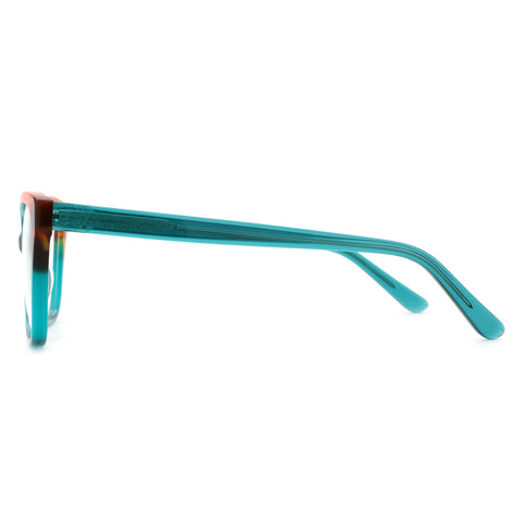 ZENOTTIC Iceberg eyeglasses with acetate frame in teal and brown gradient.