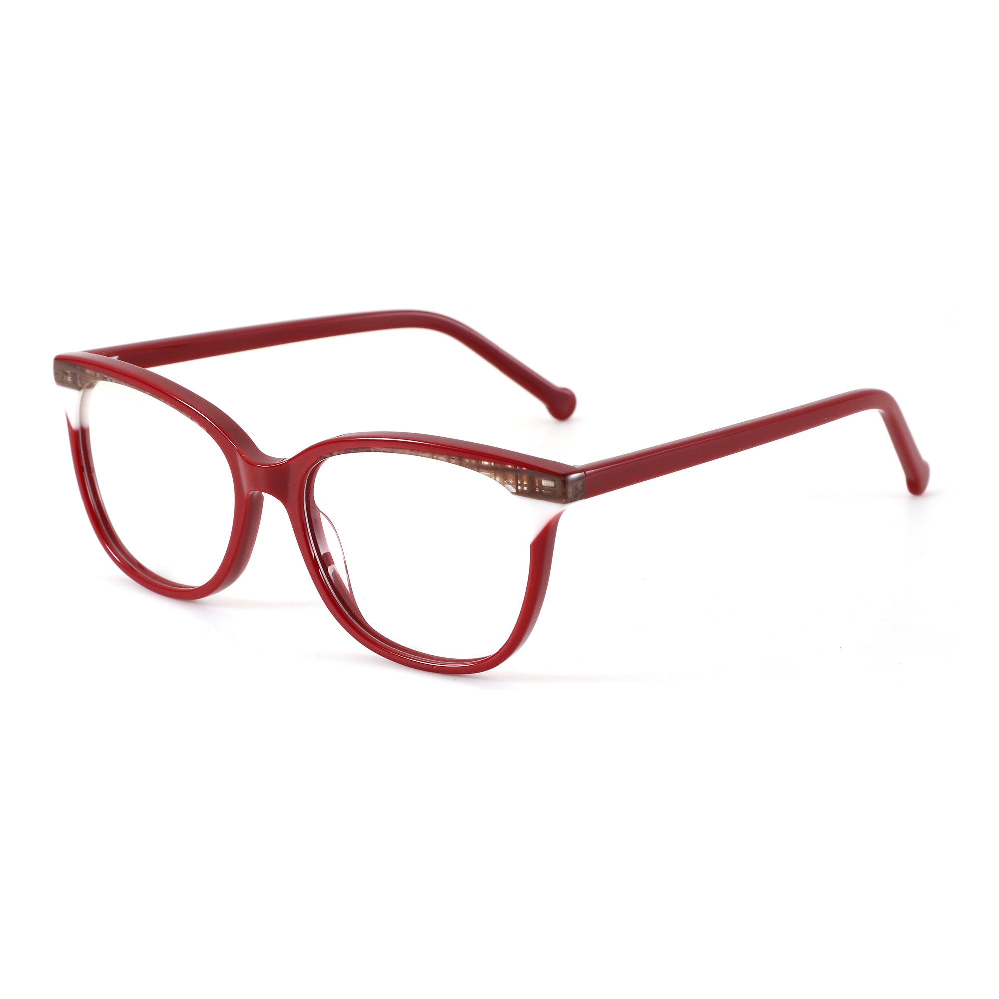 Zenottic Shivering red acetate square fashion eyeglasses clear lens