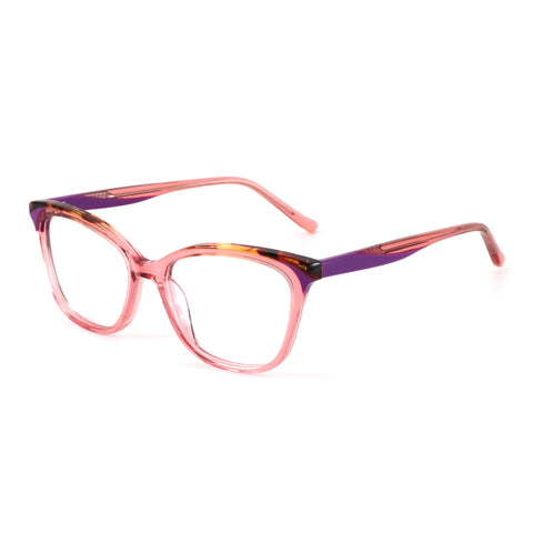 Zenottic Suki fashion eyeglasses: pink purple acetate square frame.