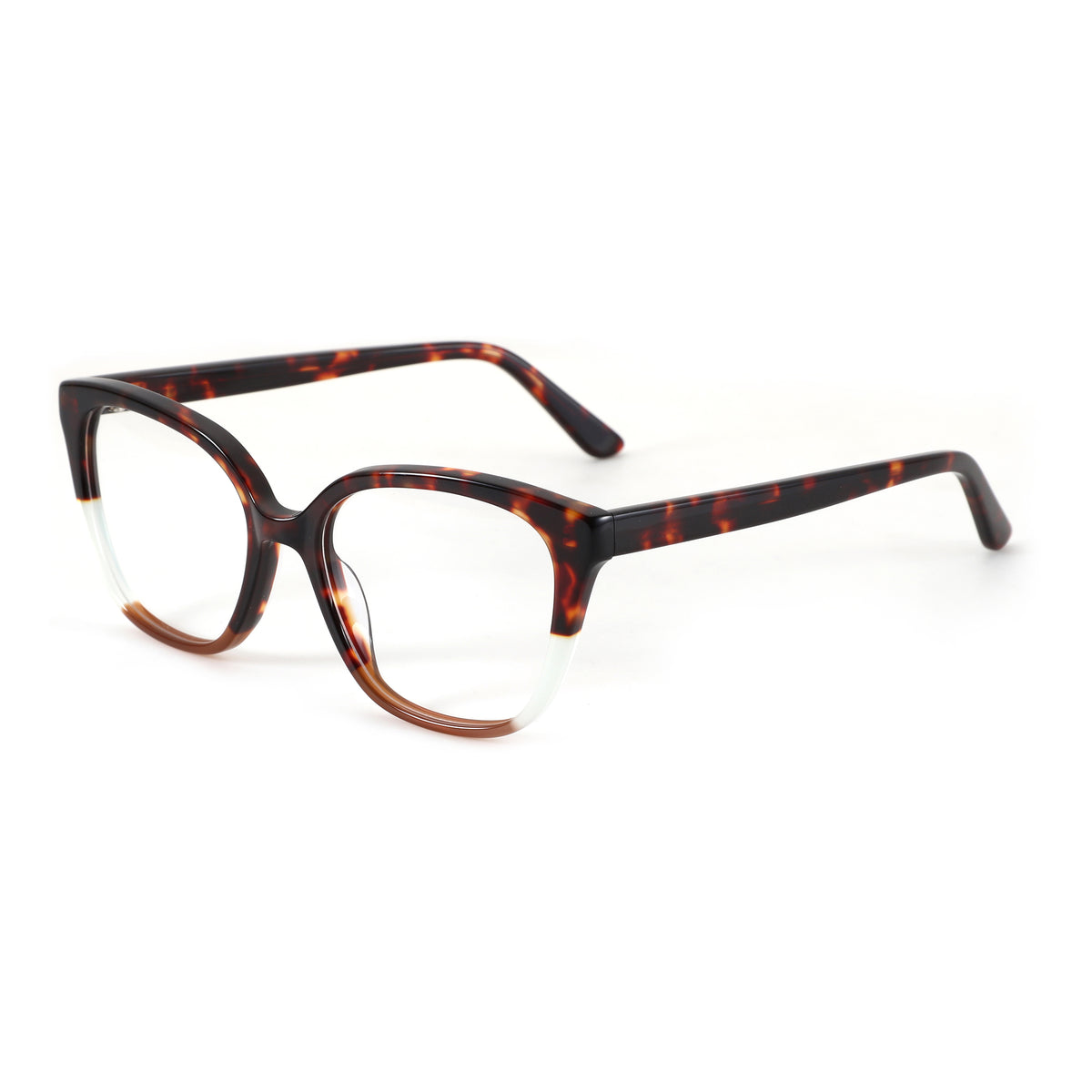 ZENOTTIC fashion square tortoise shell acetate eyeglasses with white ombre