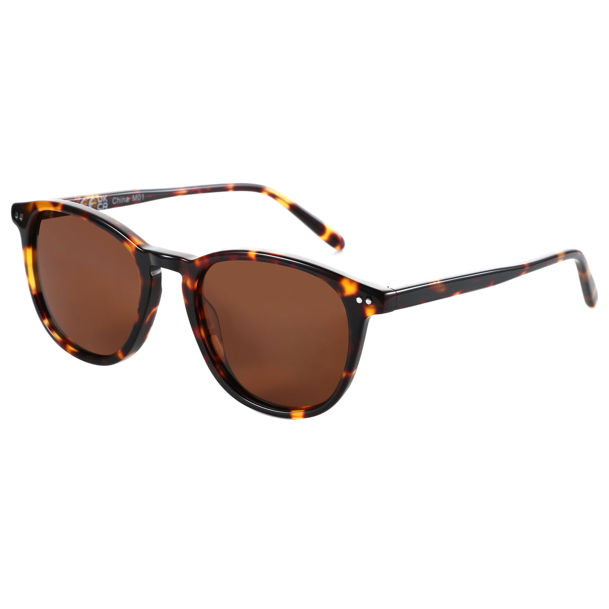 Zenottic Winfred sunglasses, retro round brown frame, tortoiseshell acetate, brown lenses