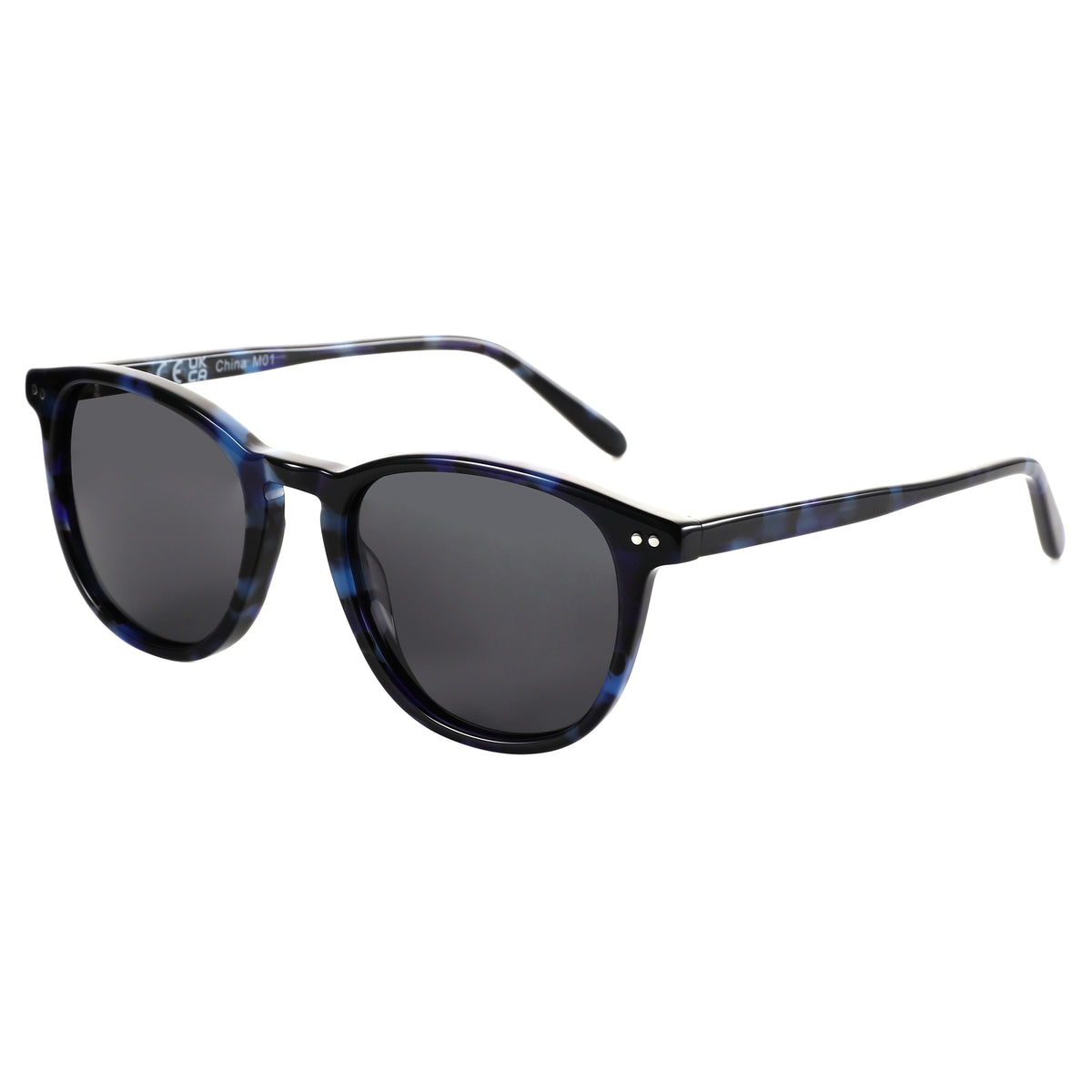 Zenottic Winfred sunglasses in blue acetate, dark gray lenses, China M01