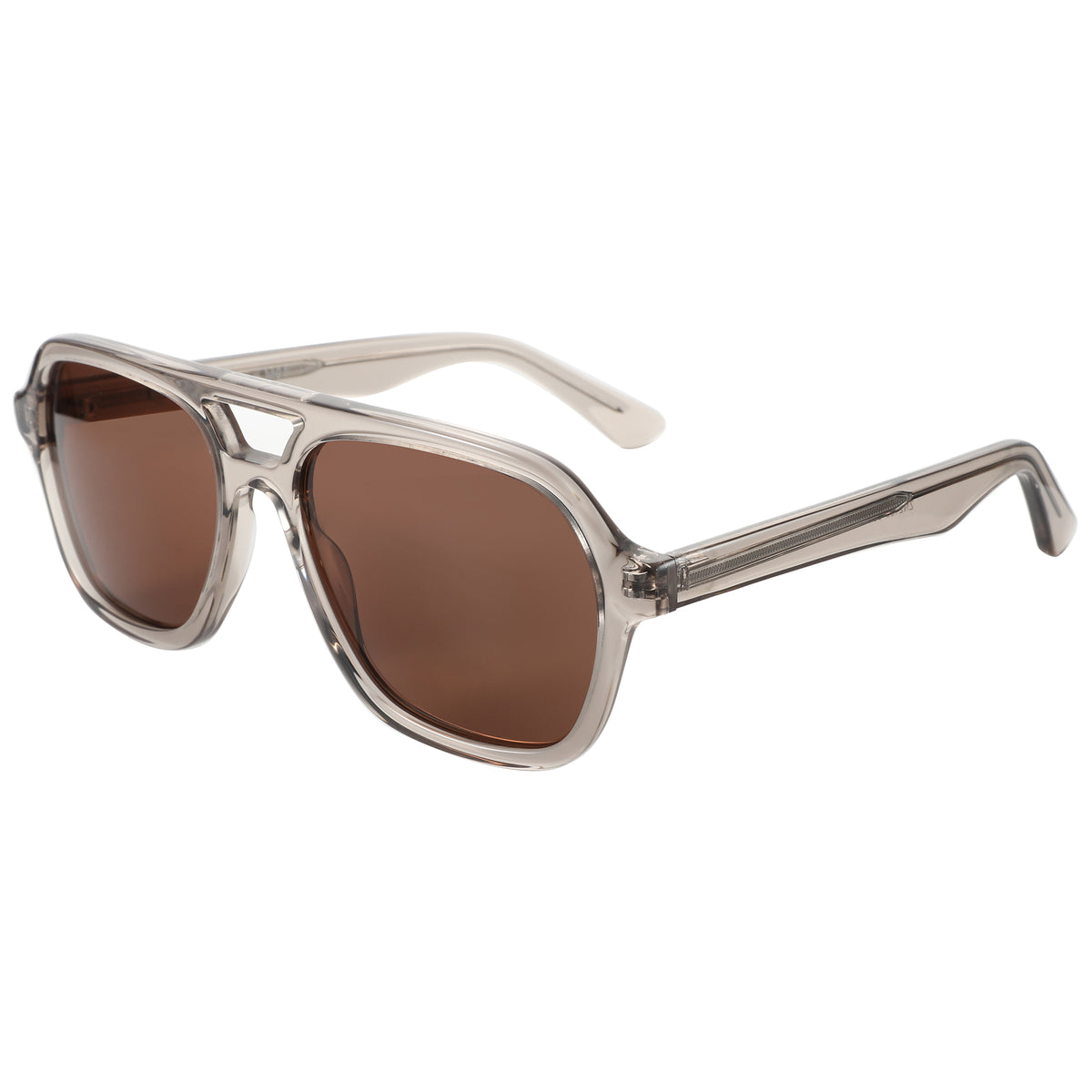 Zenottic Rodney Sunglasses with clear acetate frame and brown lenses
