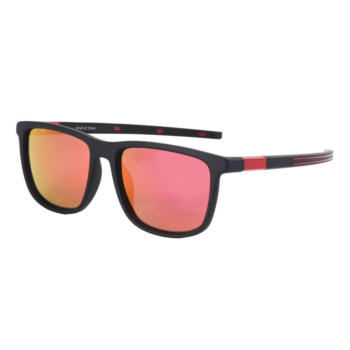 Zenottic Jungle Sunglasses in black TR90 frame with orange-red lenses, UV400 protection