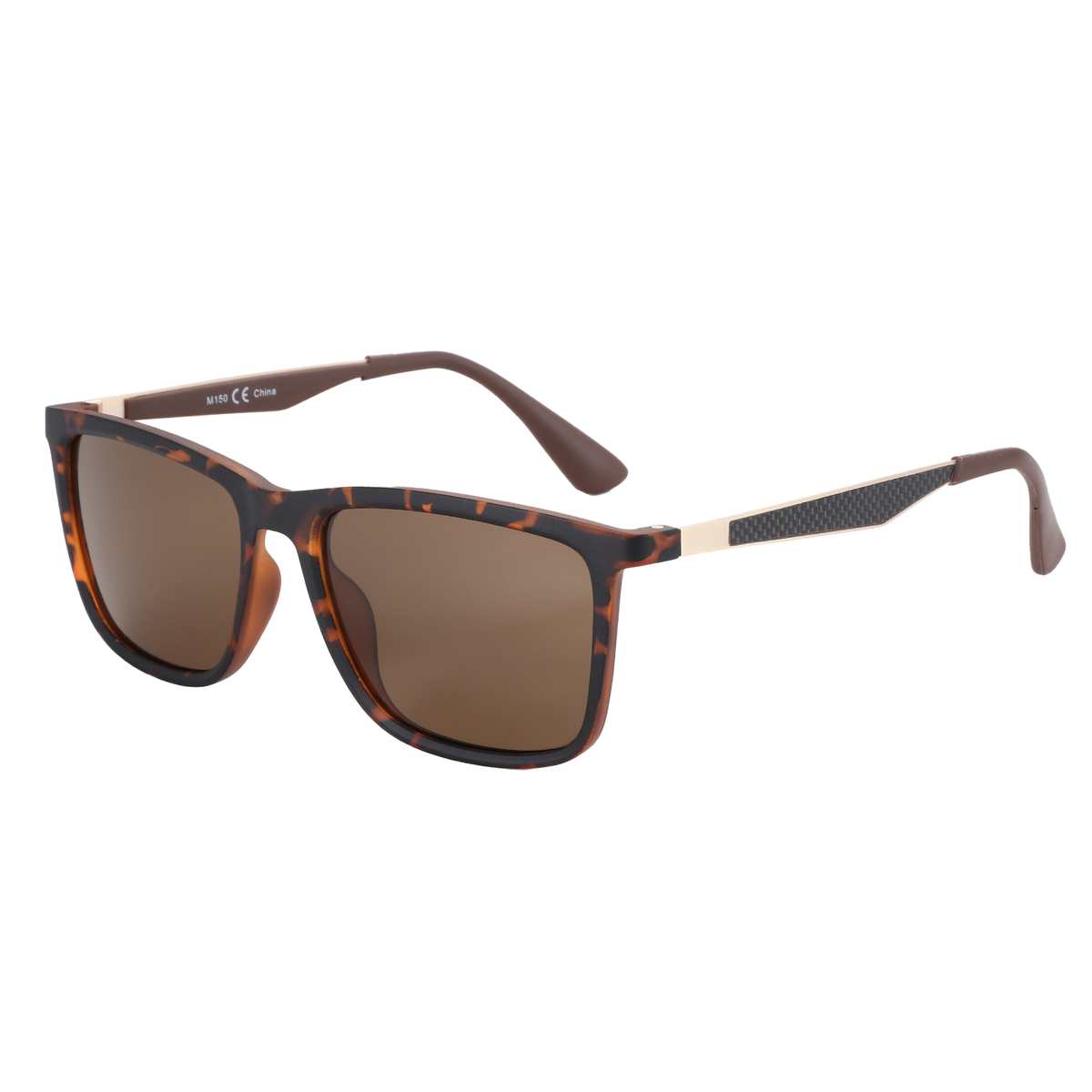 Zenottic Abe Sunglasses - Square tortoise frame, brown lenses, carbon fiber accents. M150 CE China
