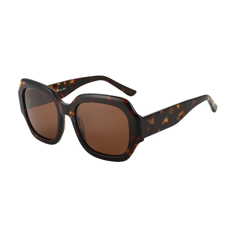 Zenottic Brenda sunglasses: Tortoise shell acetate frame with brown lenses, retro trendy style for women. Side view
