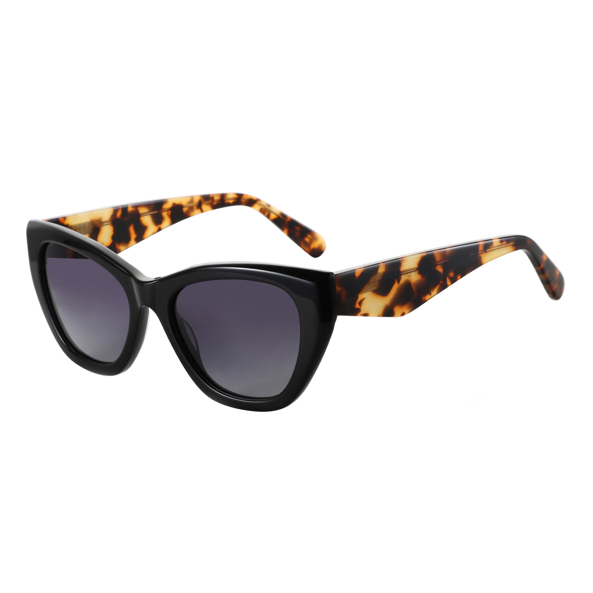 Zenottic Mandy Sunglasses with Black Cat Eye Frame and Tortoise Temples