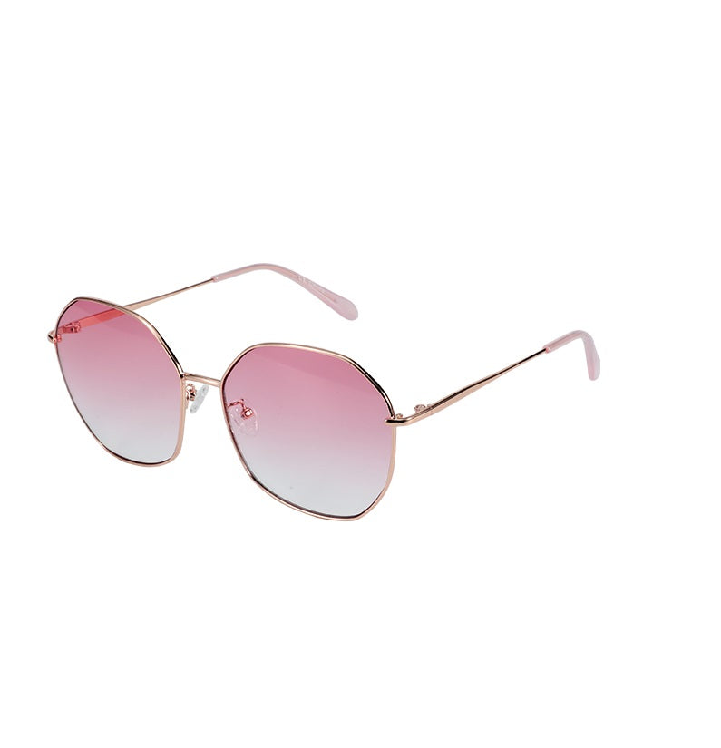 Zenottic Nova Sunglasses - Women's rose gold metal frame sunglasses with pink gradient polarized lenses