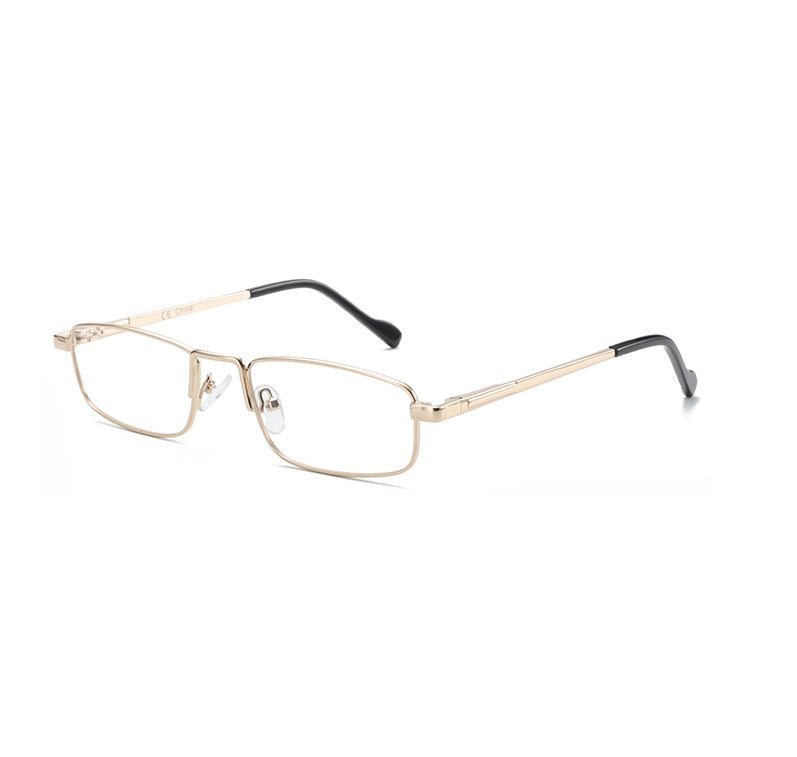 Zenottic Kaden eyeglasses - Gold metal frame with black temples and clear lenses, classic square design